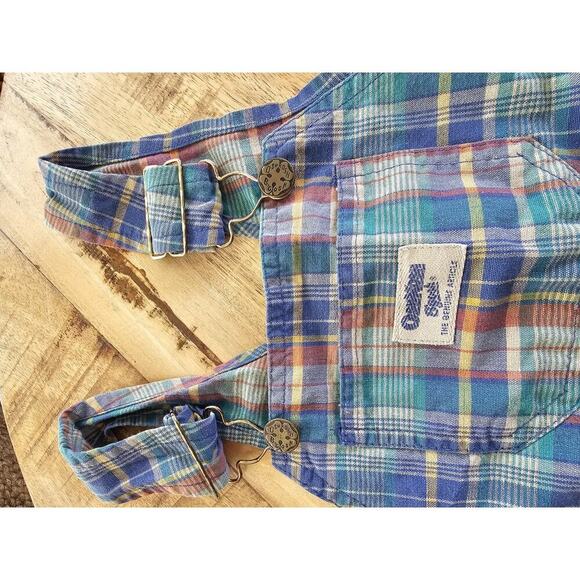 Oshkosh B'Gosh Vintage Plaid Overall Shorts Youth Size 4T 100% Cotton - Picture 6 of 8